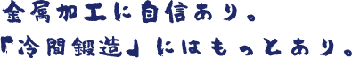 金属加工に自信あり。「冷間鍛造」にはもっとあり。